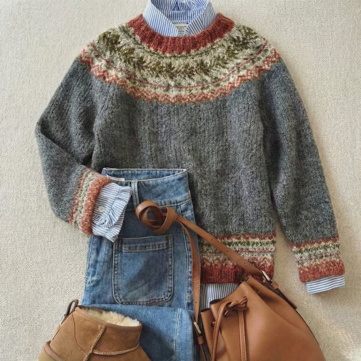 Debra - Maglione natalizio da donna con motivo Fair Isle e vestibilità comoda