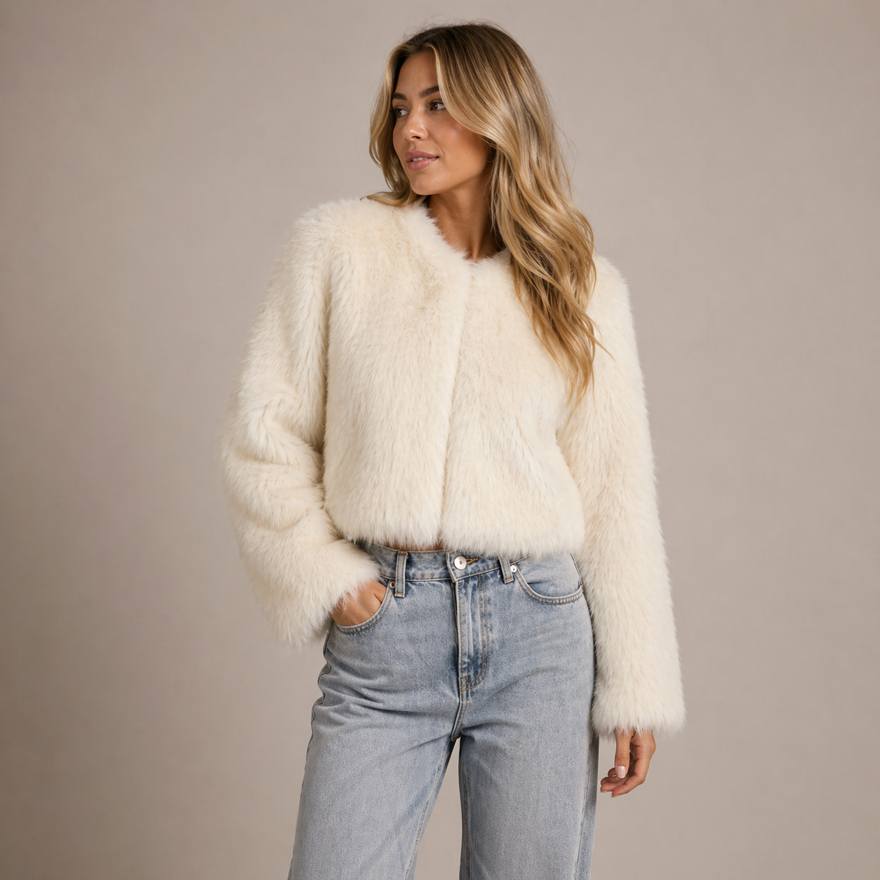 Suzanne: chaqueta de piel sintética para mujer de corte holgado