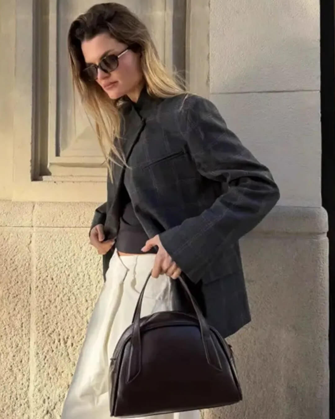 Jessica – dámské šedé kárované sako-vesmírna bunda