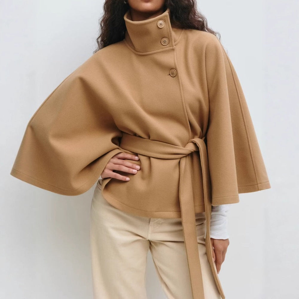 Cressida - Women's Cape in High Collar Winter Coat - photo 1