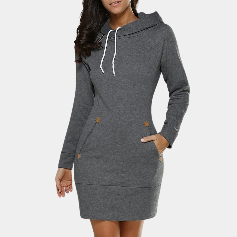 Annie - Women's Hooded Sweater Dress with Long Sleeves