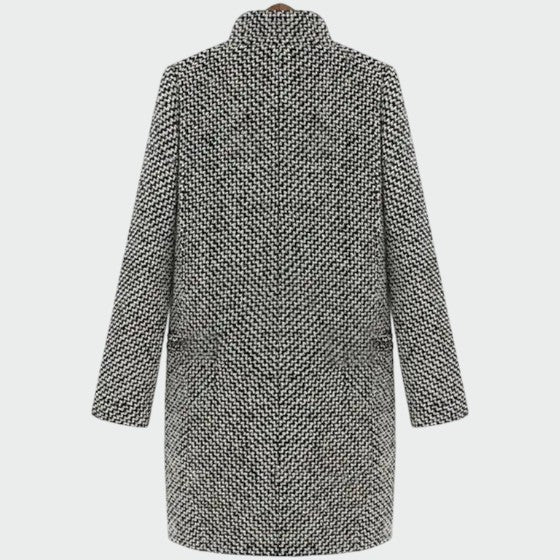 Dinah - Women's Tailored Longline Coat in Houndstooth - photo 2