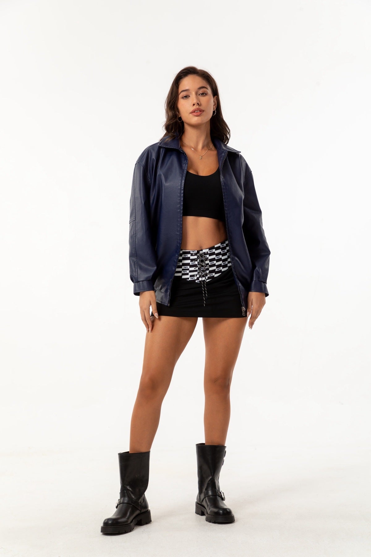 Women's Ilona Oversized Leather Jacket with a Shirt Collar – view 9