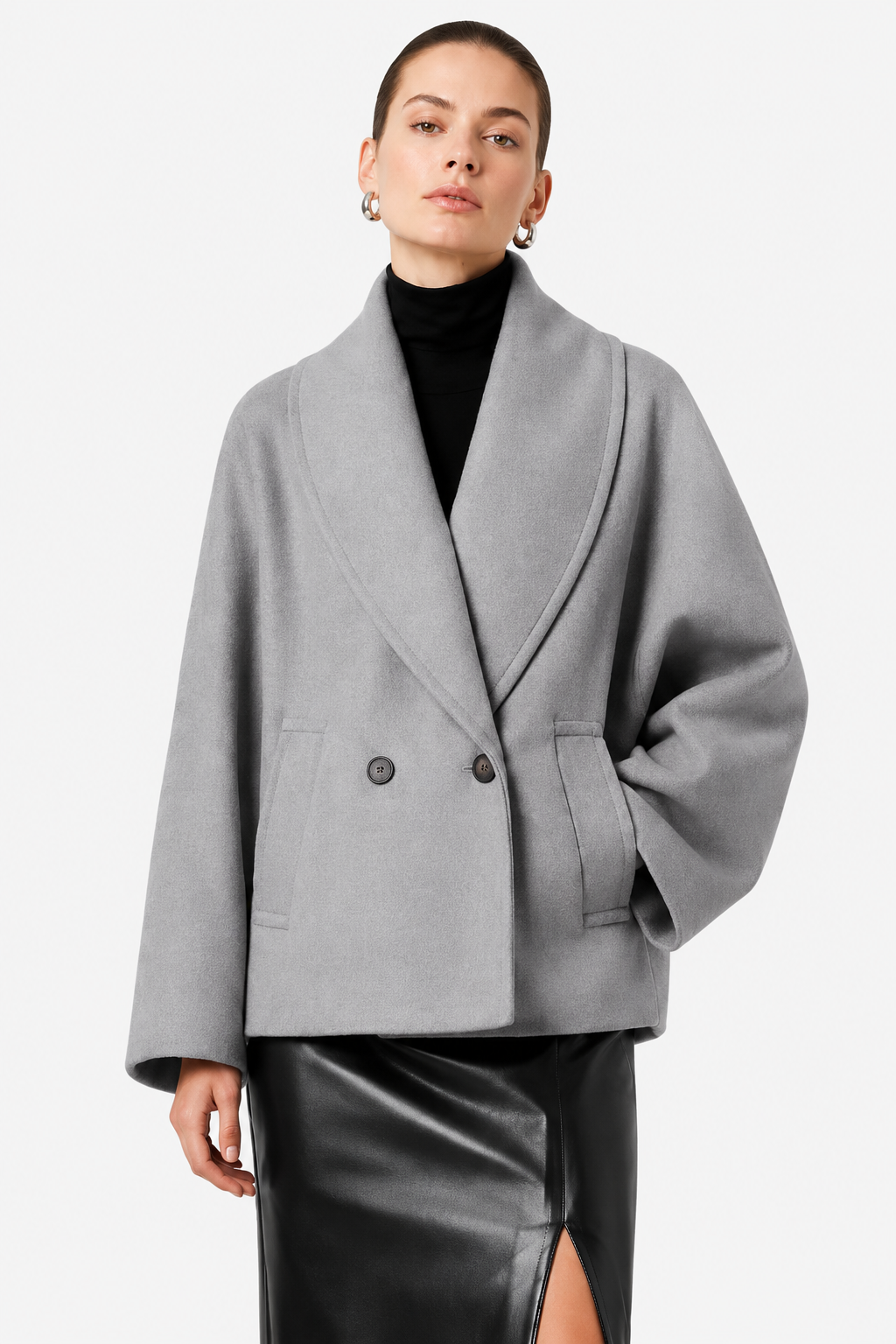 Women's Jalinda Oversized Wool Coat with Notch Lapels