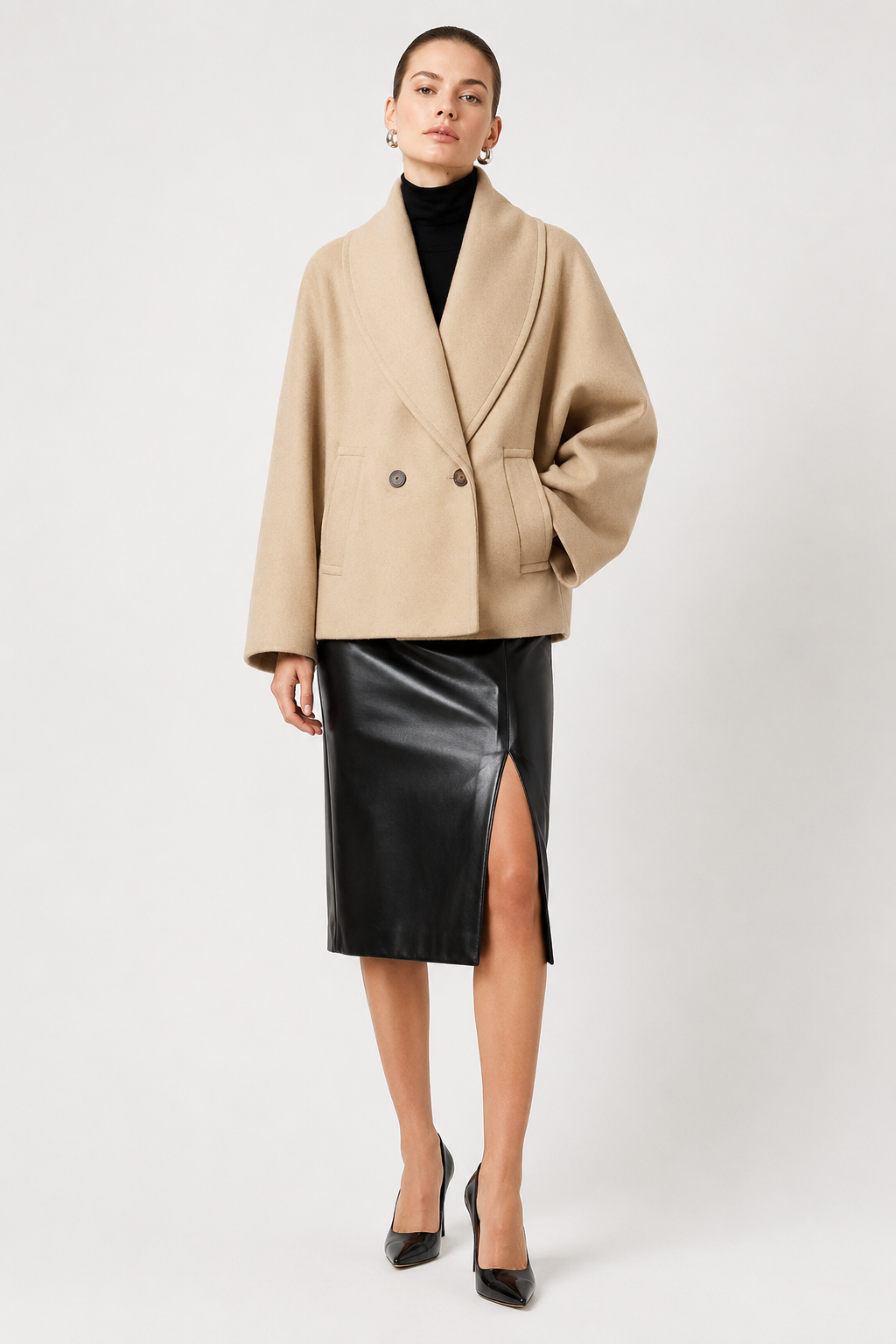 Women's Jalinda Oversized Wool Coat with Notch Lapels – view 14