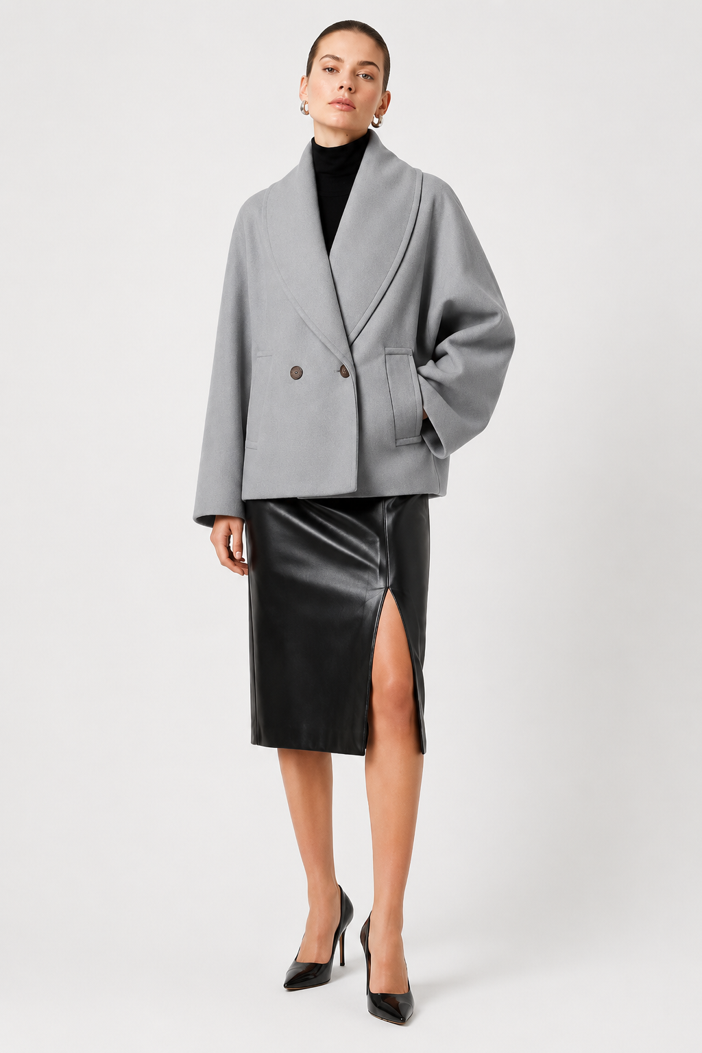 Women's Jalinda Oversized Wool Coat with Notch Lapels – view 2