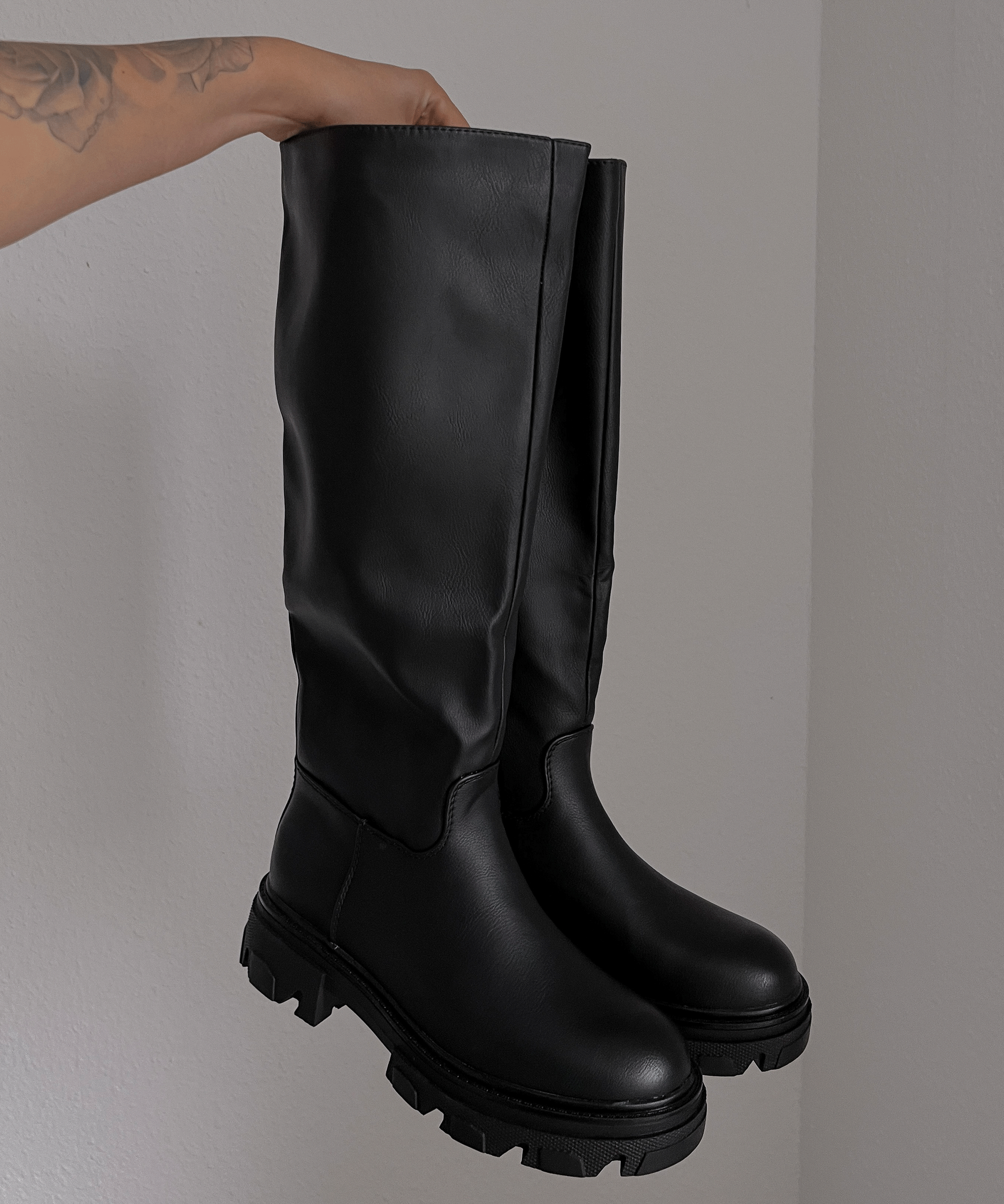 Ellen: botas altas de mujer hasta la rodilla con suela gruesa