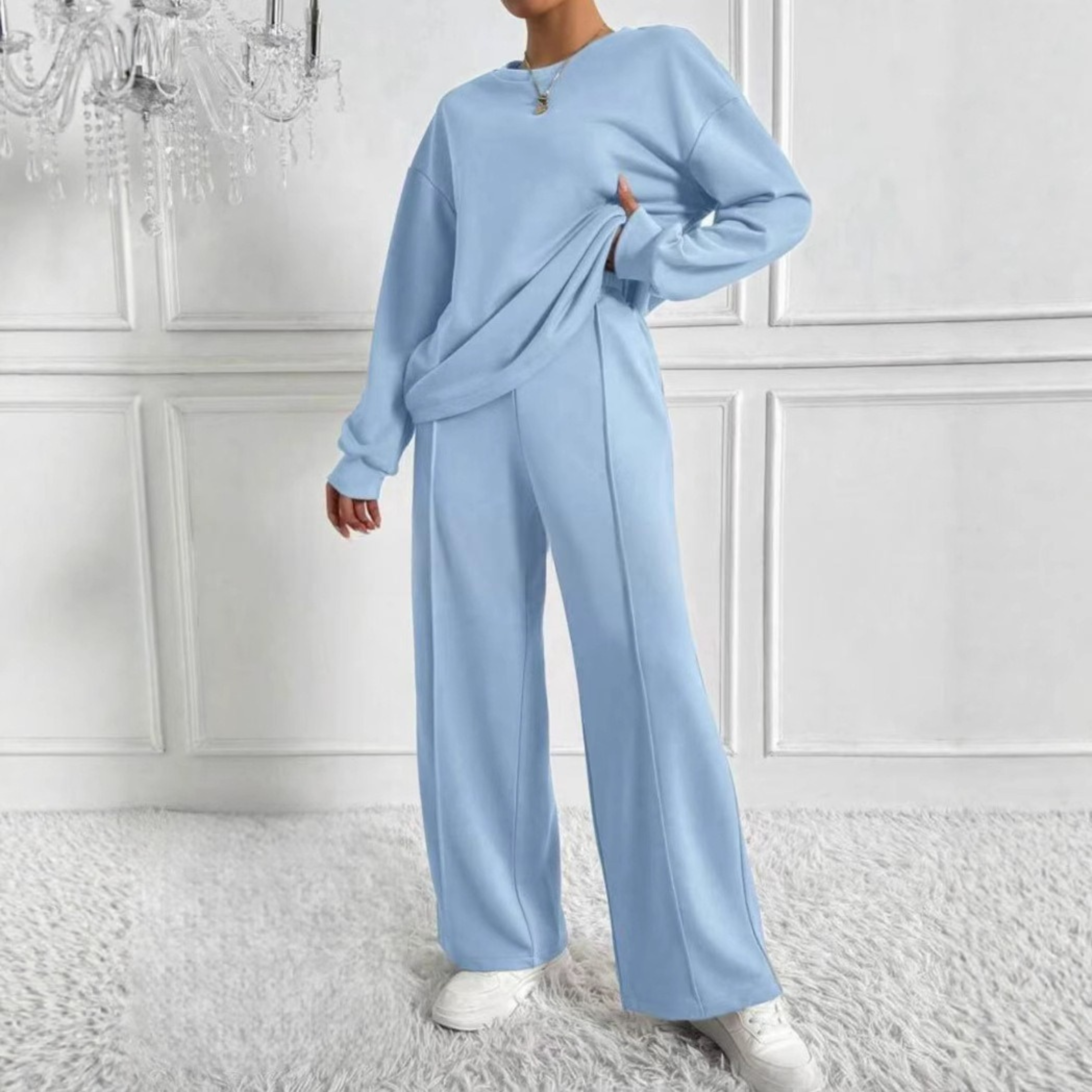 Elnora - Women's Relaxed Two-Piece Set in Long Sleeve Sweatshirt Pants - photo 6