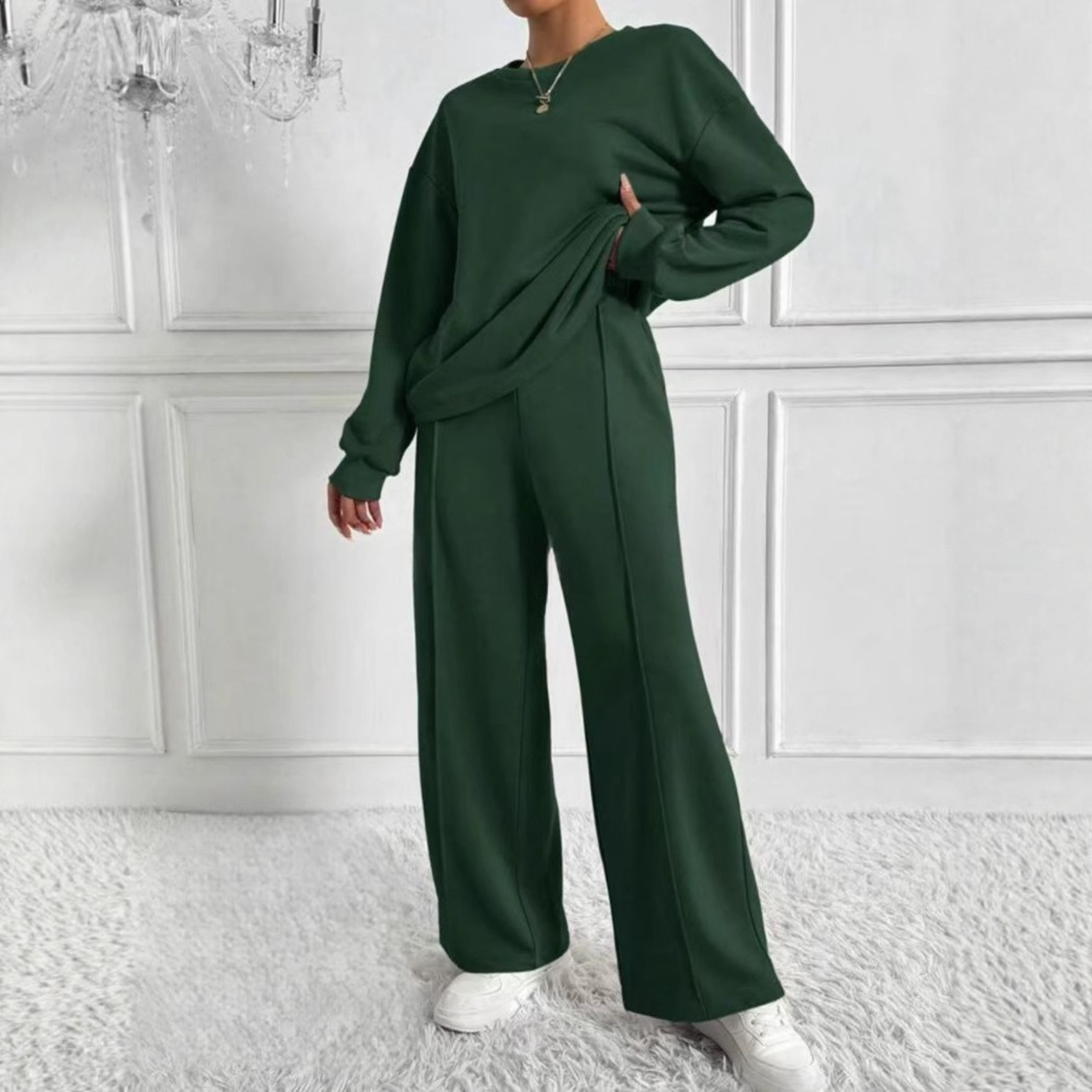 Elnora - Women's Relaxed Two-Piece Set in Long Sleeve Sweatshirt Pants - photo 7