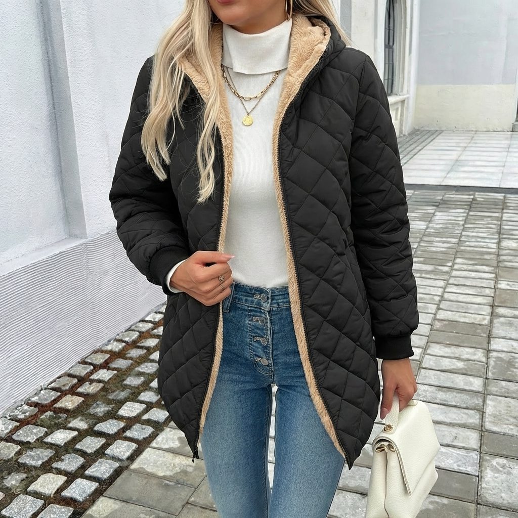 Jocelyn - Cappotto imbottito lungo da donna con cappuccio