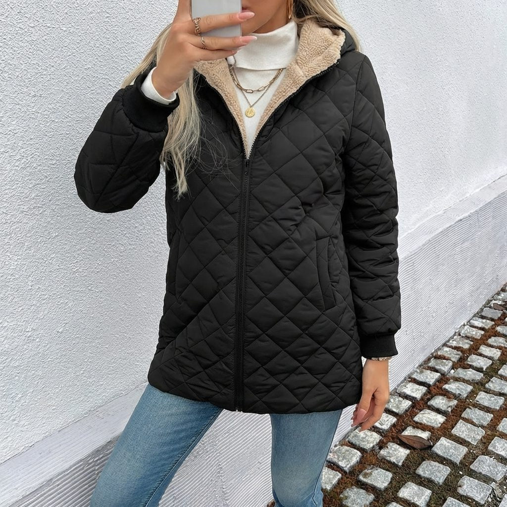 Jocelyn - Cappotto imbottito lungo da donna con cappuccio