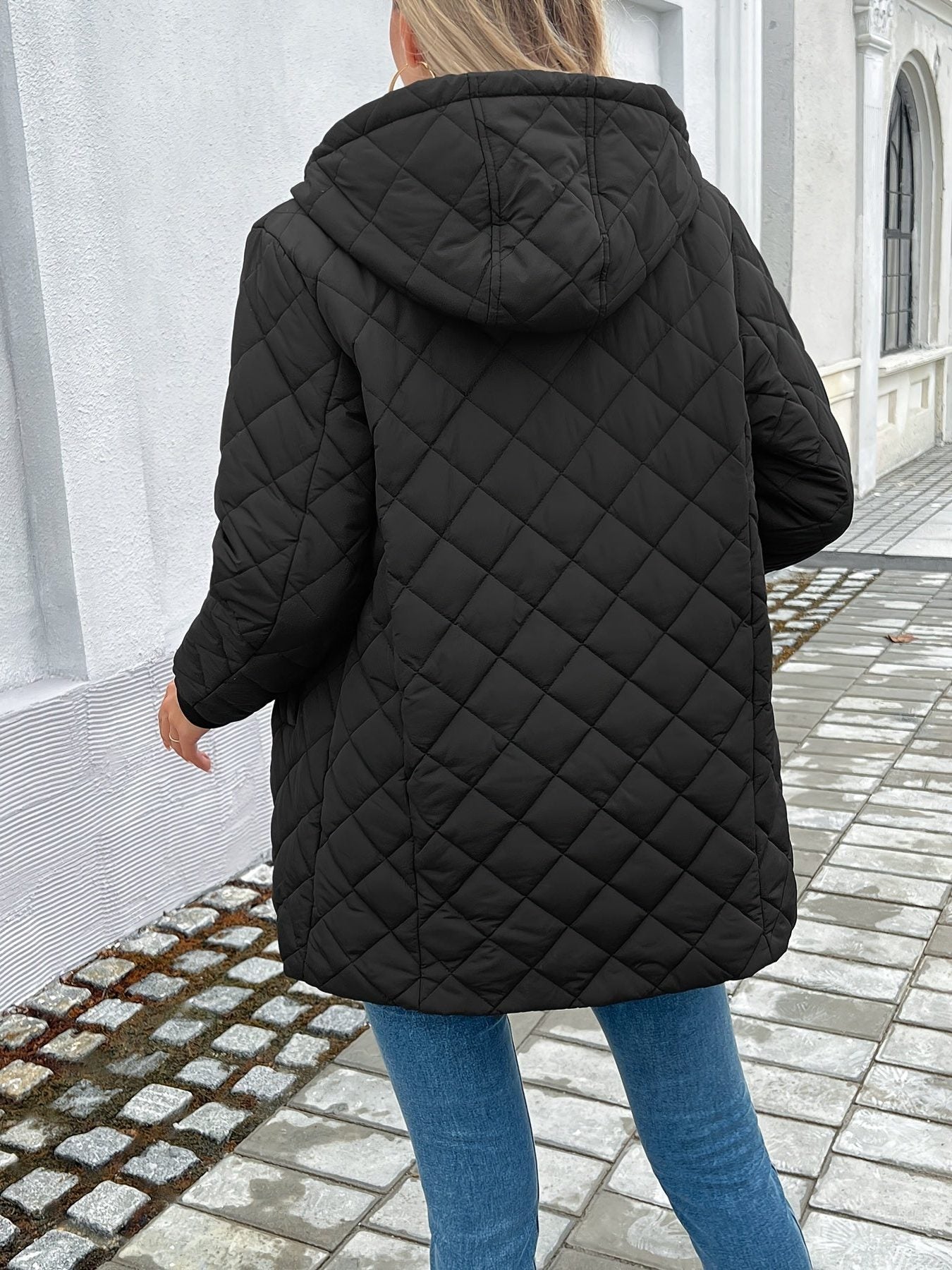 Jocelyn - Cappotto imbottito lungo da donna con cappuccio