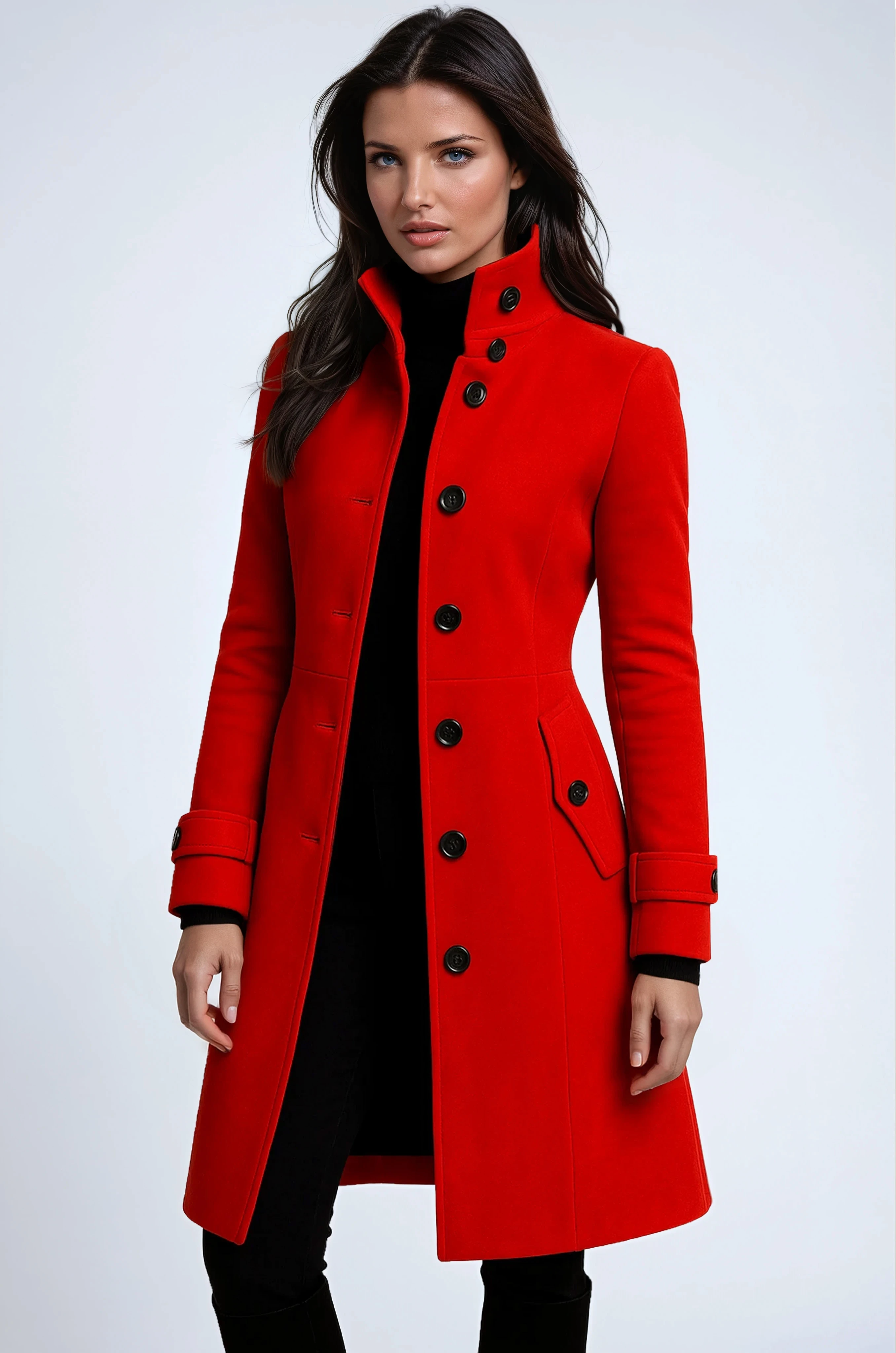 Enid - Women's Tailored Long Coat in Modern Chic Design - photo 3