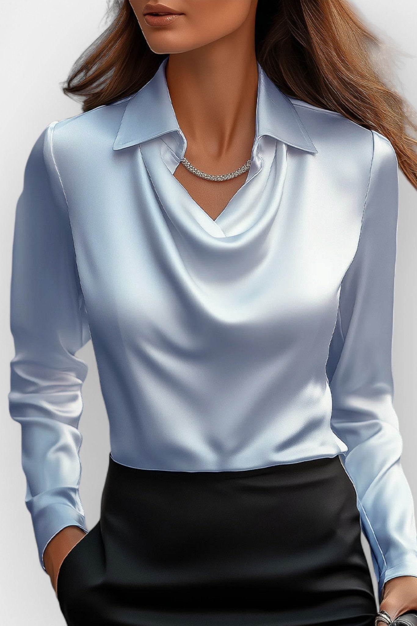 Kathryn - Camicetta da ufficio da donna con scollo drappeggiato