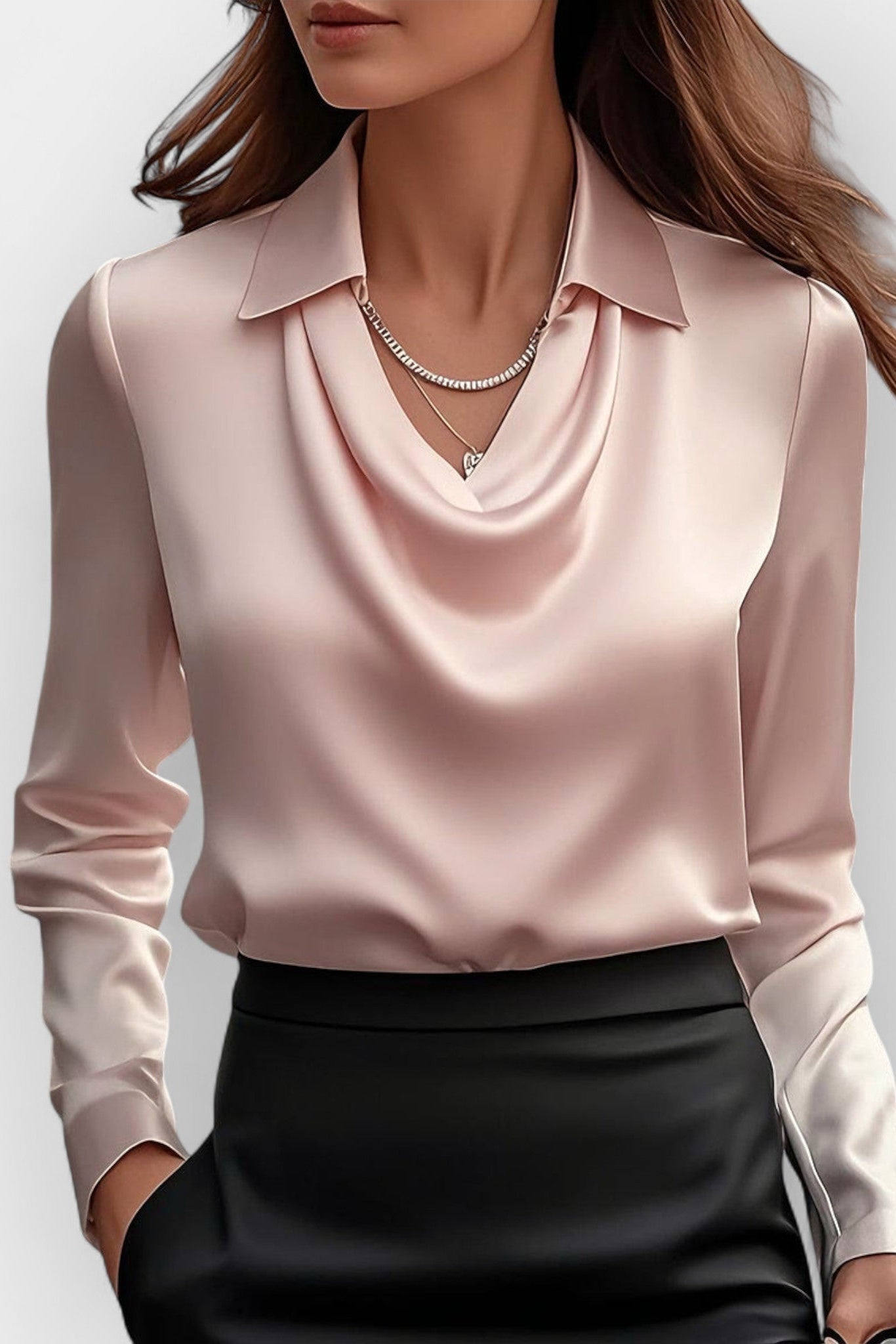 Kathryn - Camicetta da ufficio da donna con scollo drappeggiato