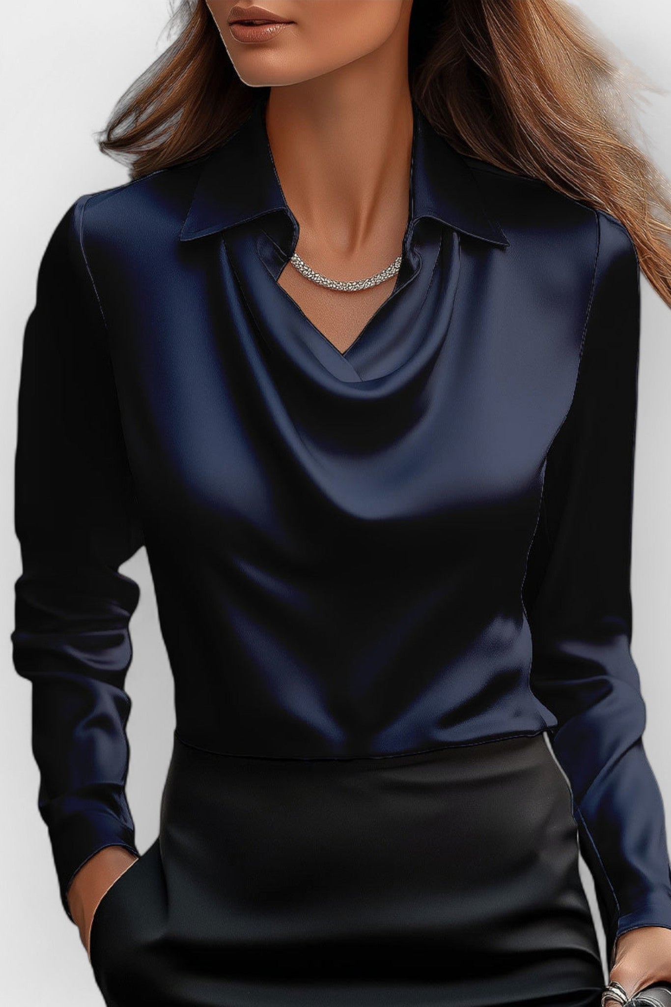 Kathryn - Camicetta da ufficio da donna con scollo drappeggiato