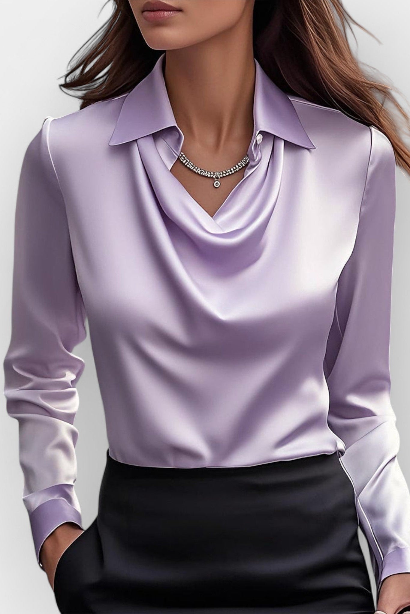 Kathryn - Camicetta da ufficio da donna con scollo drappeggiato