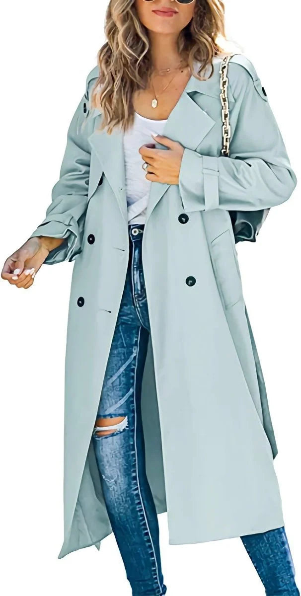 Eabha - Women's Longline Trench Coat with Tie Belt