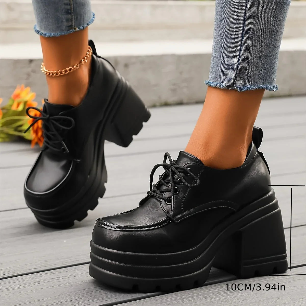 Denise - Botas de plataforma para mujer con cordones gruesos en la parte delantera