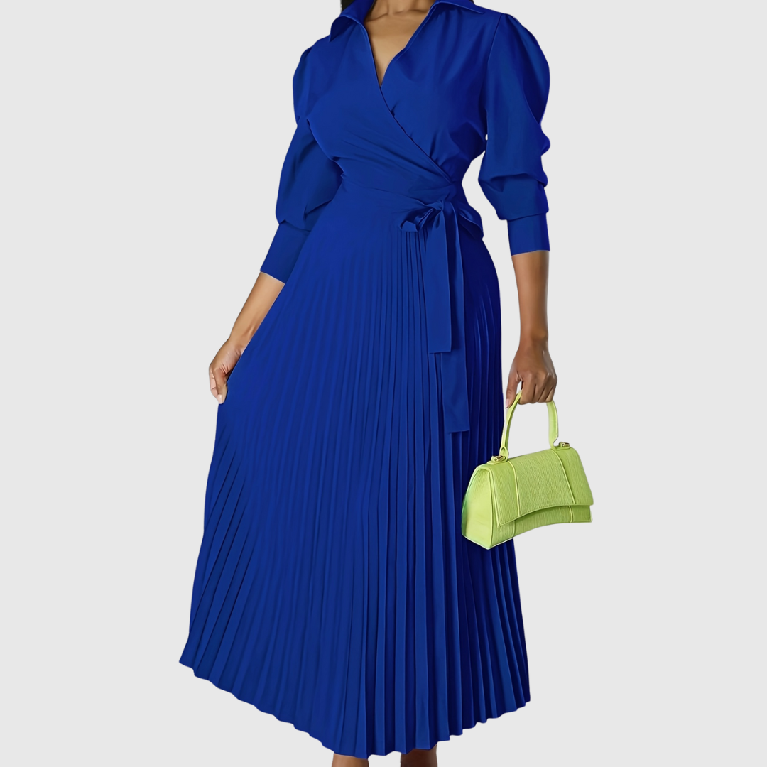 Lettie - Women's Maxi Dress in Pleated Wrap and Tie Waist - photo 4