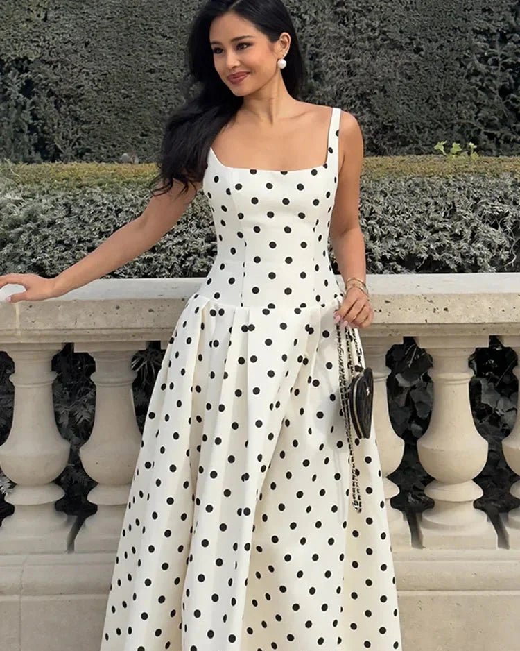 Josie – Robe midi femme à pois avec jupe ample