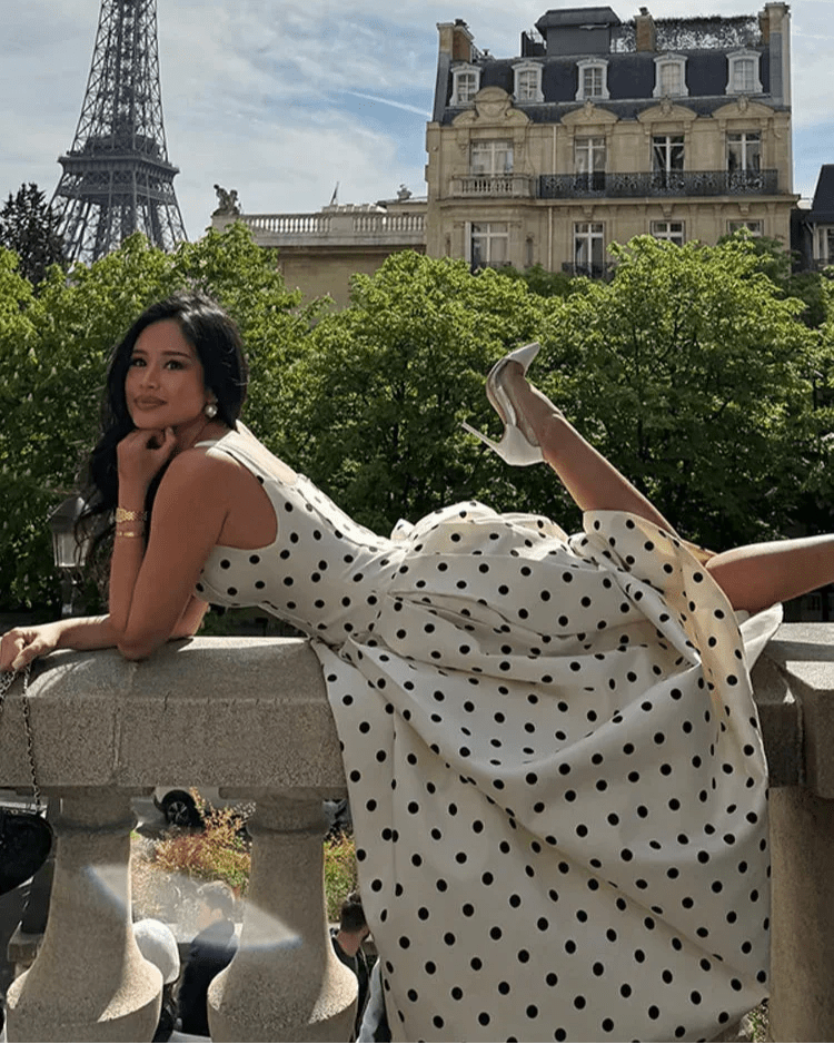 Josie – Robe midi femme à pois avec jupe ample