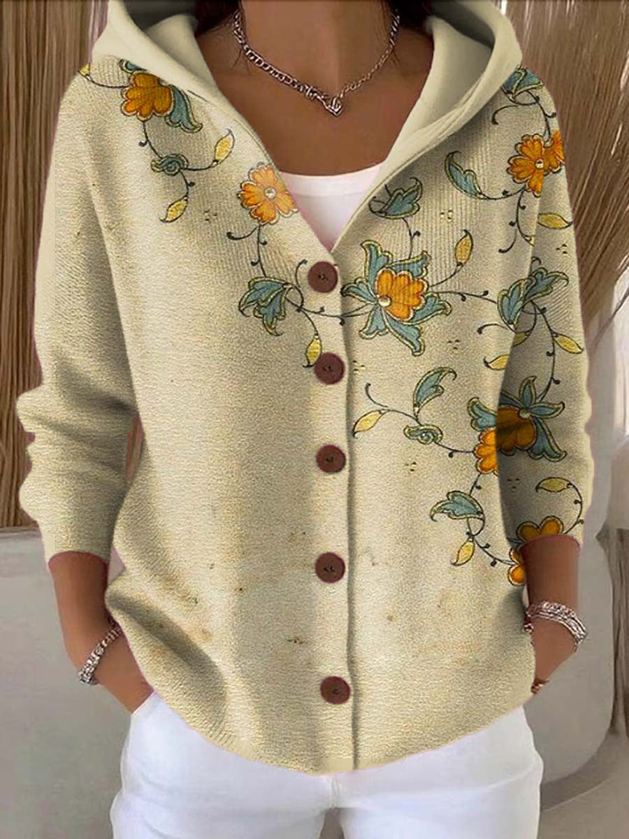 Lynn - Women's Printed Cardigan with Hood and Pockets