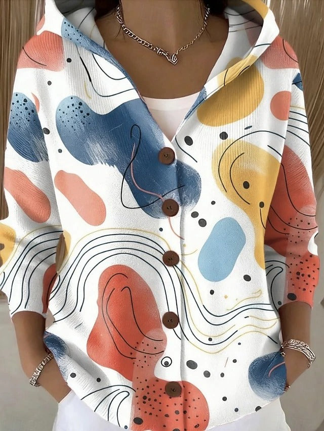 Lynn - Women's Printed Cardigan with Hood and Pockets