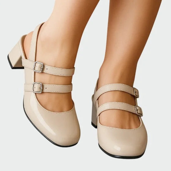 Nessa - Women's Patent Mary Jane Pumps with Double Strap