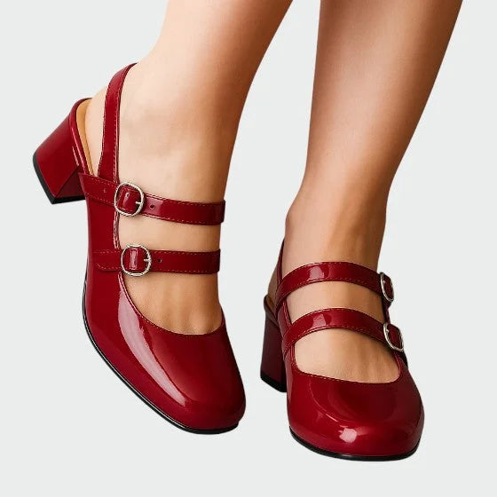 Nessa - Women's Patent Mary Jane Pumps with Double Strap