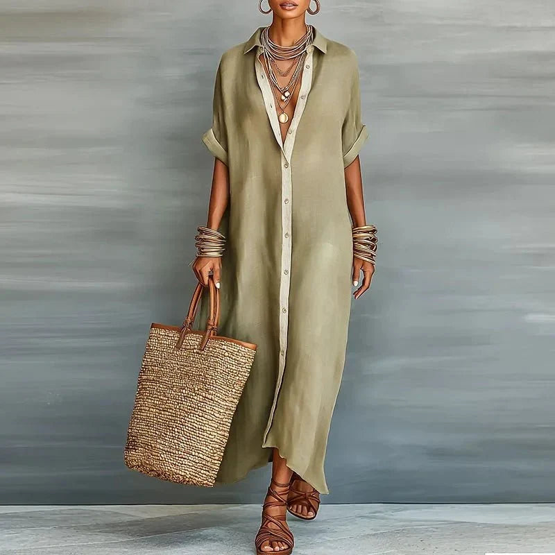 Novella - Women's Relaxed Button-Front Maxi Dress - photo 1