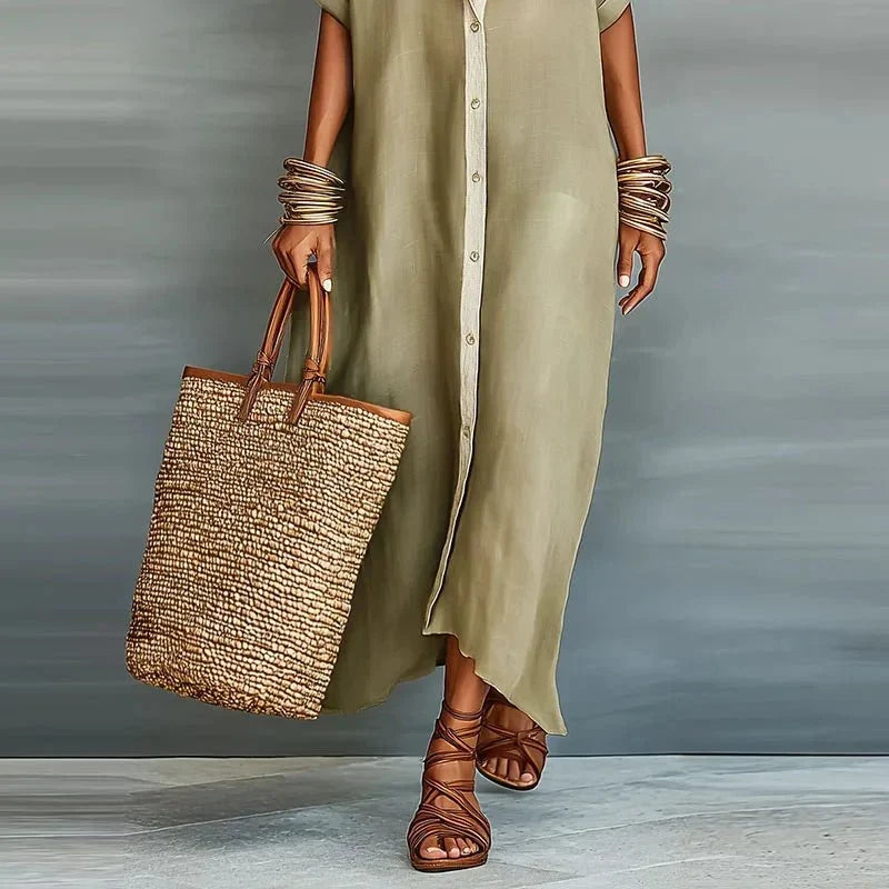 Novella - Women's Relaxed Button-Front Maxi Dress - photo 4