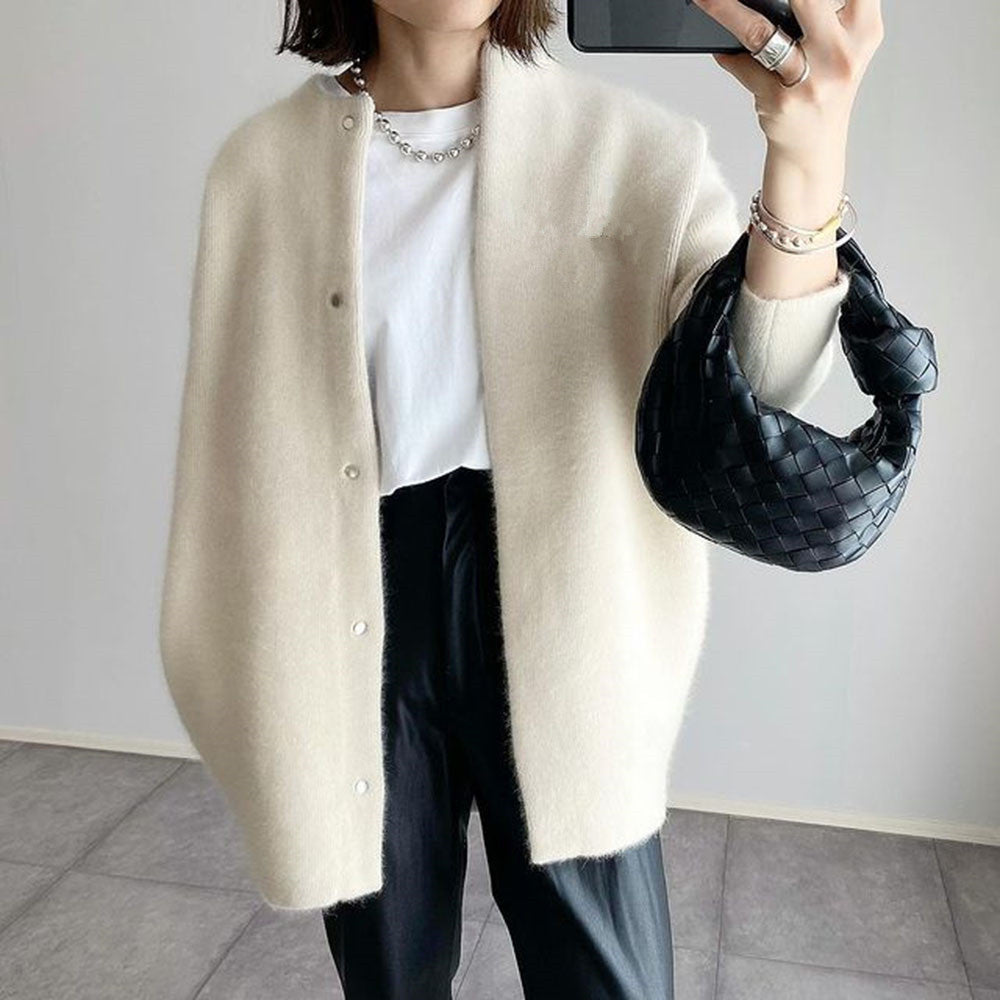 Noelene - Women's Relaxed Cardigan in Open Front Button-Up Knit - photo 2