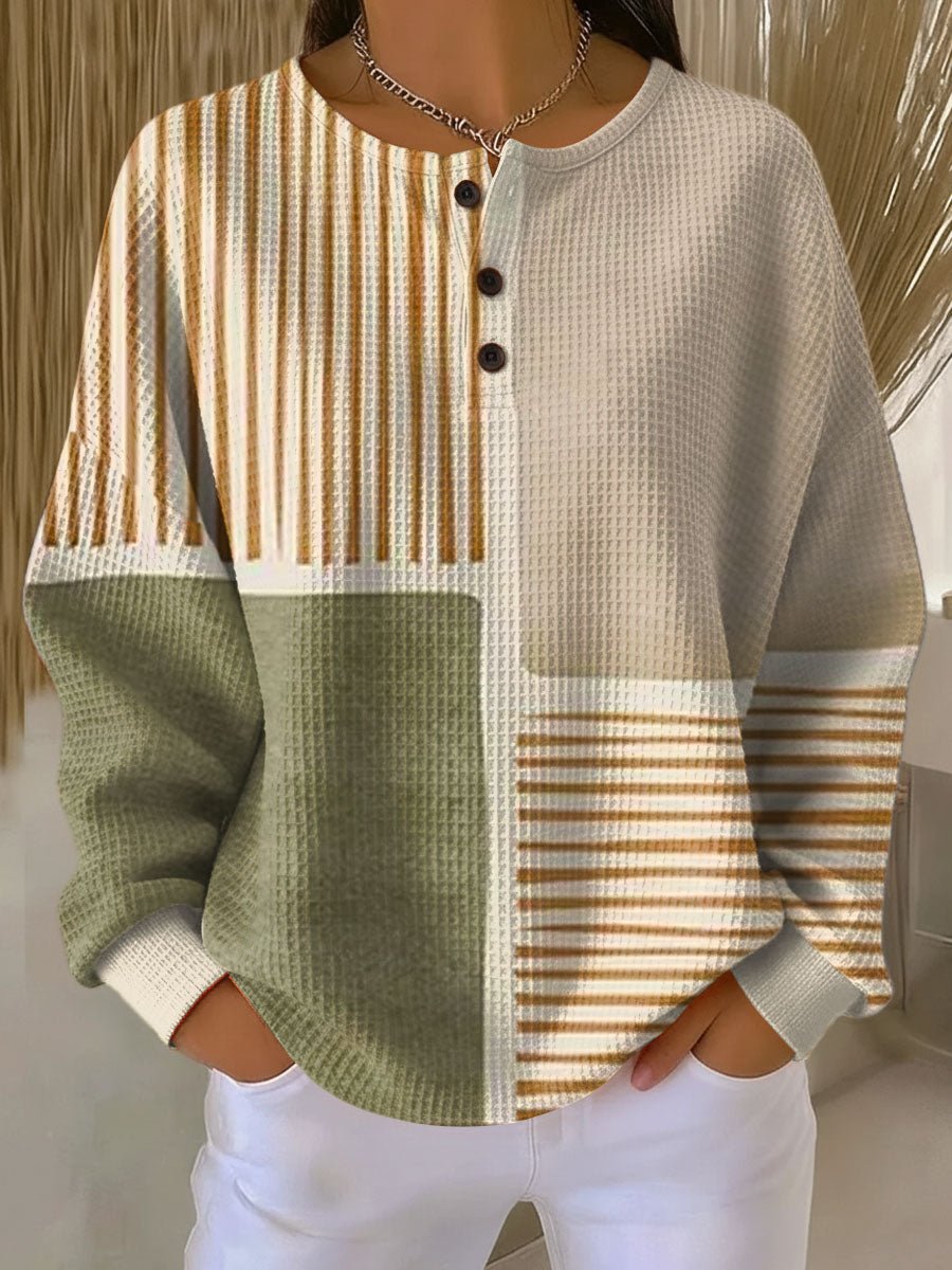 Leola - Women's Relaxed Fit Sweater in Patterned Waffle Knit - photo 1