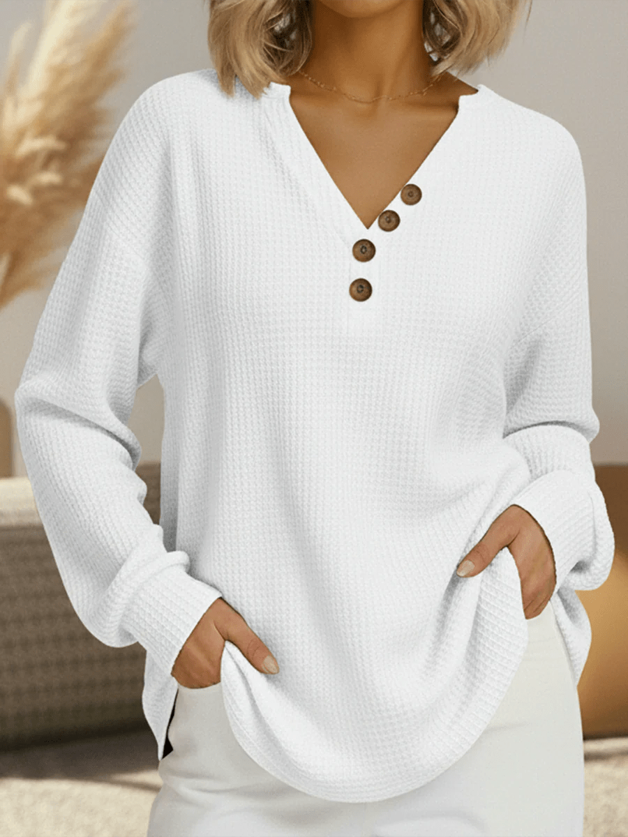 Leola - Women's Relaxed Fit Sweater in Patterned Waffle Knit - photo 12