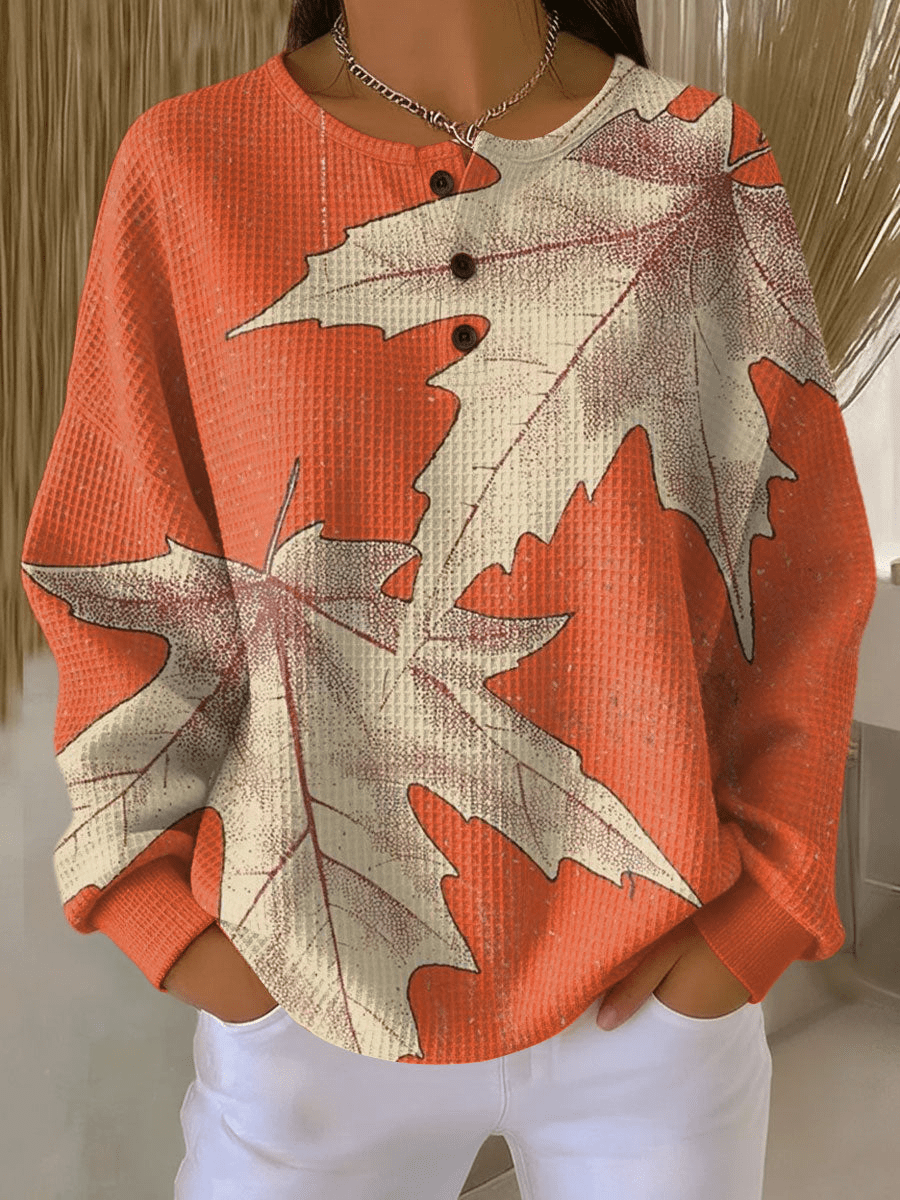Leola - Women's Relaxed Fit Sweater in Patterned Waffle Knit - photo 14