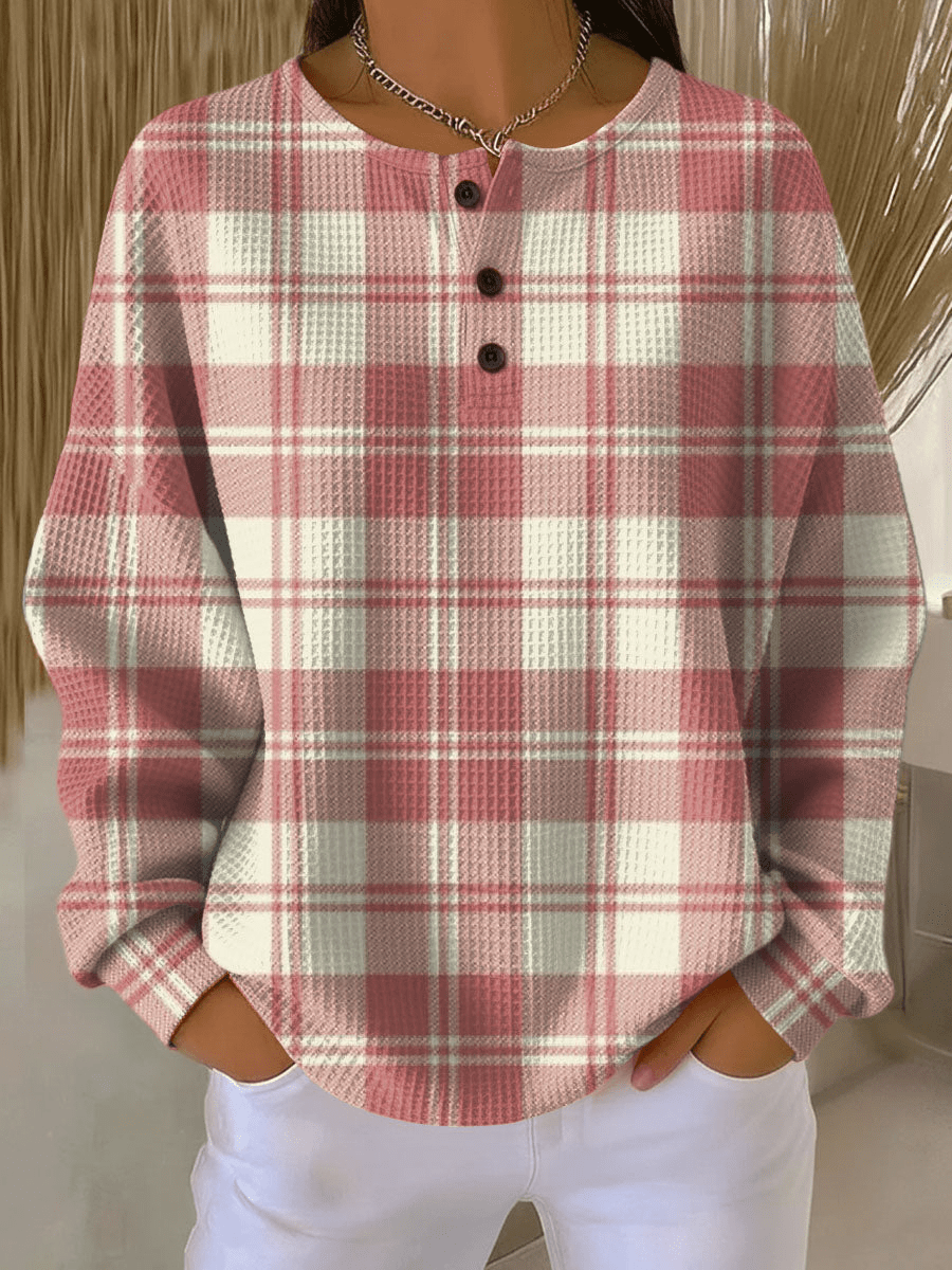 Leola - Women's Relaxed Fit Sweater in Patterned Waffle Knit - photo 15