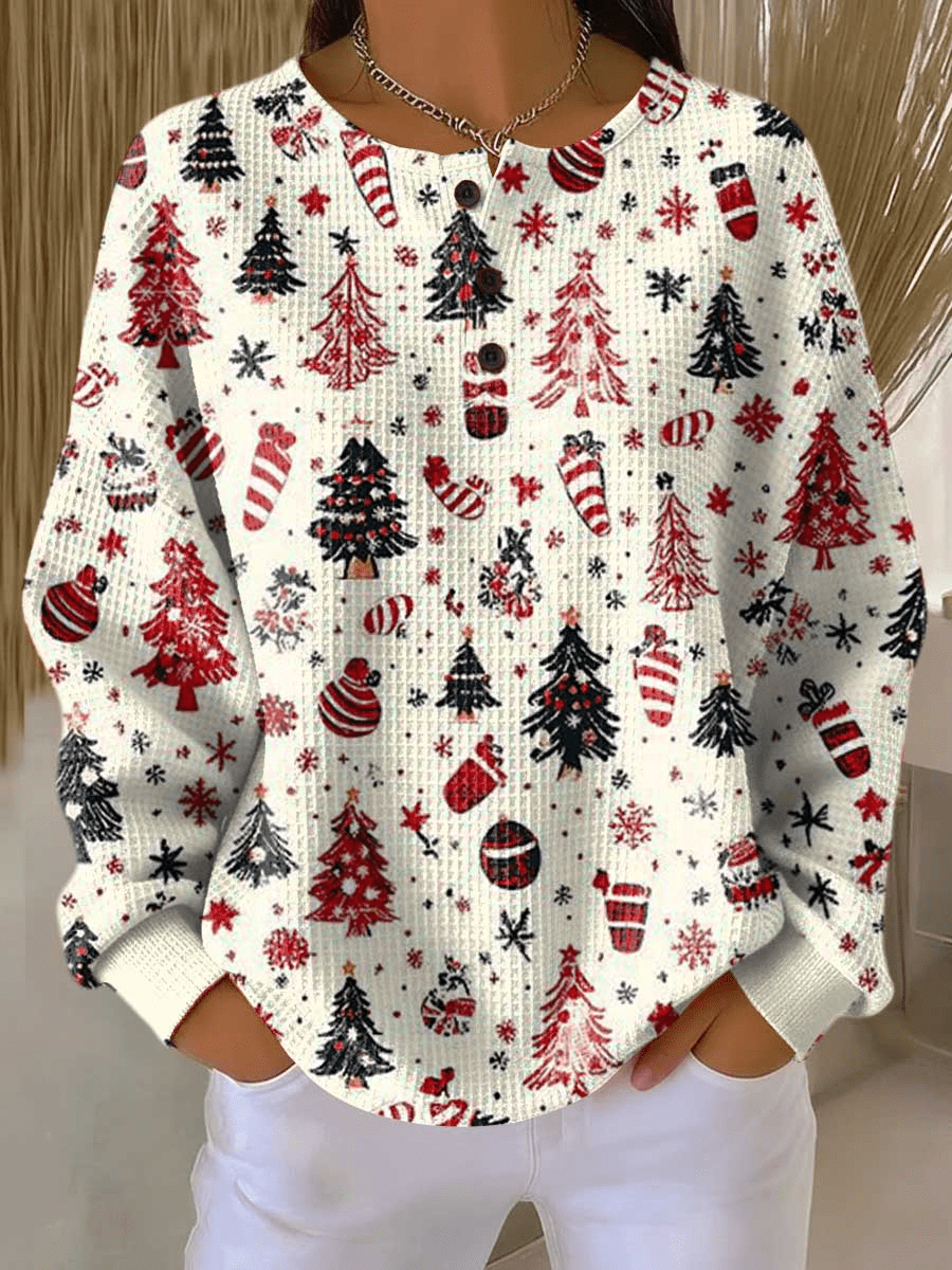 Leola - Women's Relaxed Fit Sweater in Patterned Waffle Knit - photo 16