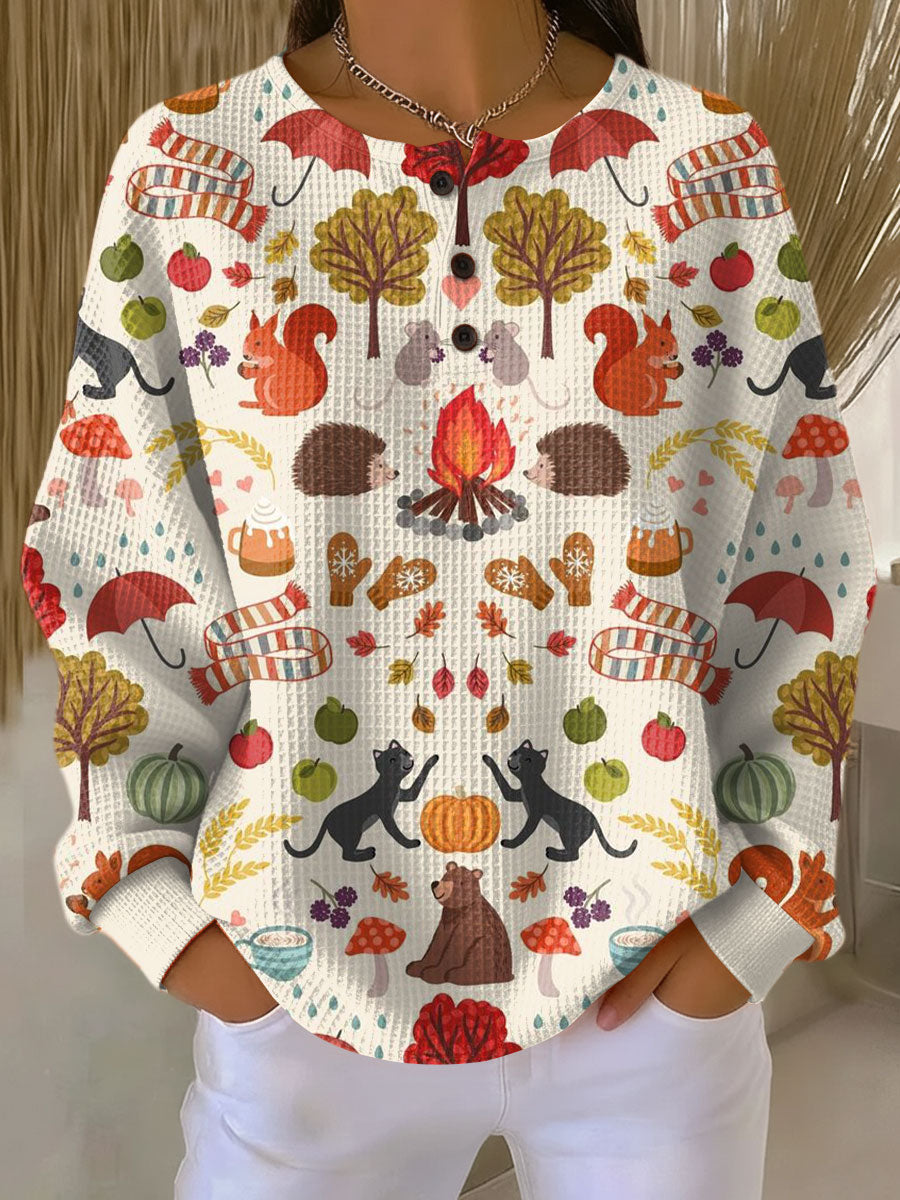 Leola - Women's Relaxed Fit Sweater in Patterned Waffle Knit - photo 19