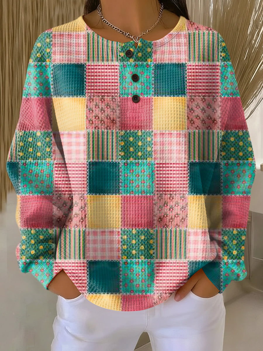Leola - Women's Relaxed Fit Sweater in Patterned Waffle Knit - photo 20