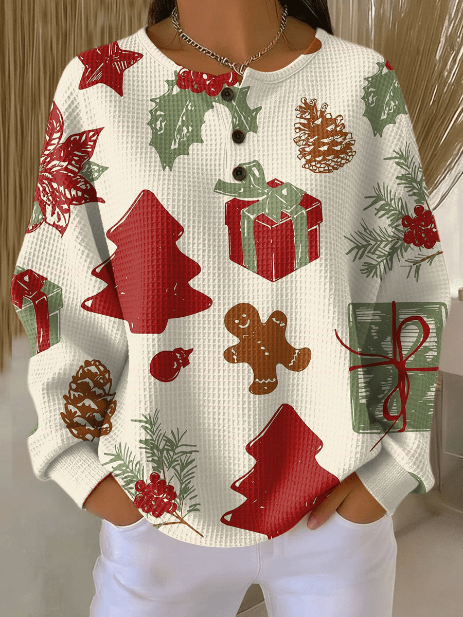 Leola - Women's Relaxed Fit Sweater in Patterned Waffle Knit - photo 23