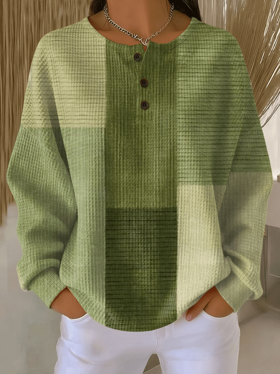 Leola - Women's Relaxed Fit Sweater in Patterned Waffle Knit - photo 4