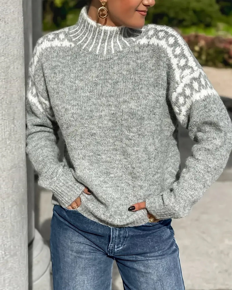 Leola - Women's Relaxed Fit Sweater in Patterned Waffle Knit - photo 5