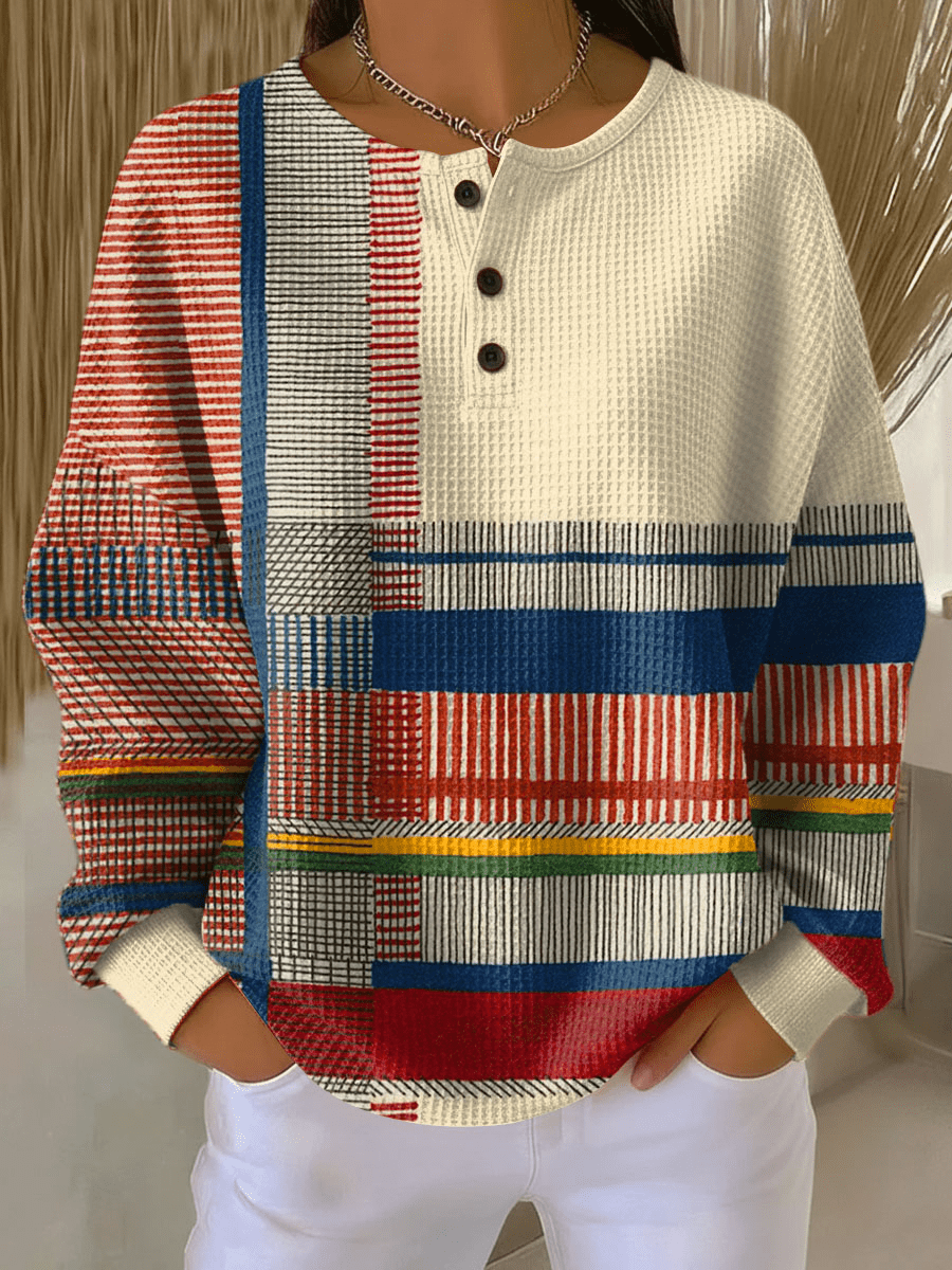 Leola - Women's Relaxed Fit Sweater in Patterned Waffle Knit - photo 6