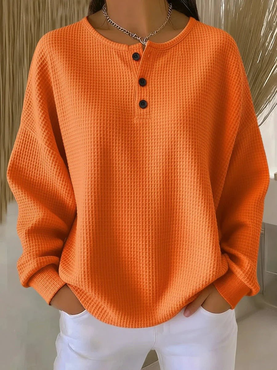 Leola - Women's Relaxed Fit Sweater in Patterned Waffle Knit - photo 7