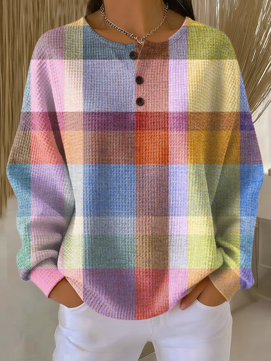 Leola - Women's Relaxed Fit Sweater in Patterned Waffle Knit - photo 9