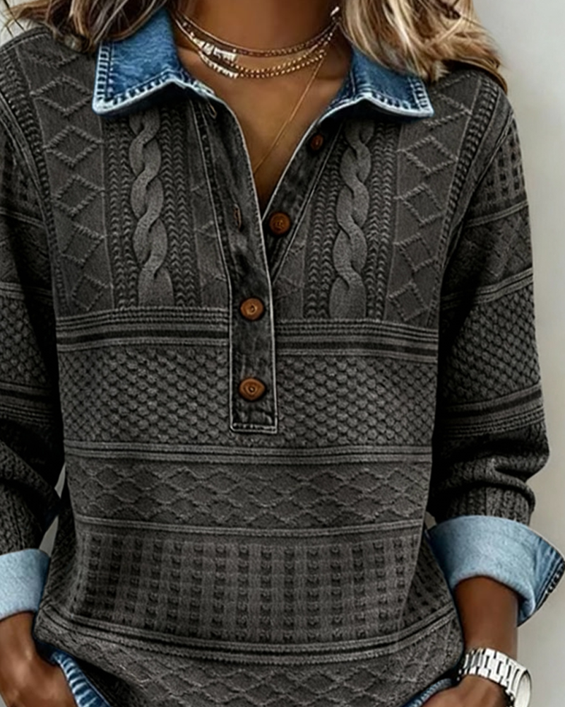 Minerva - Women's Relaxed Sweater in Button-Up Cable Knit - photo 6