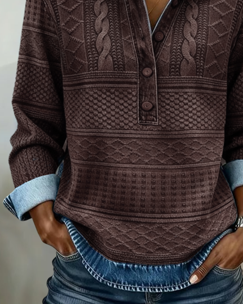 Minerva - Women's Relaxed Sweater in Button-Up Cable Knit - photo 8