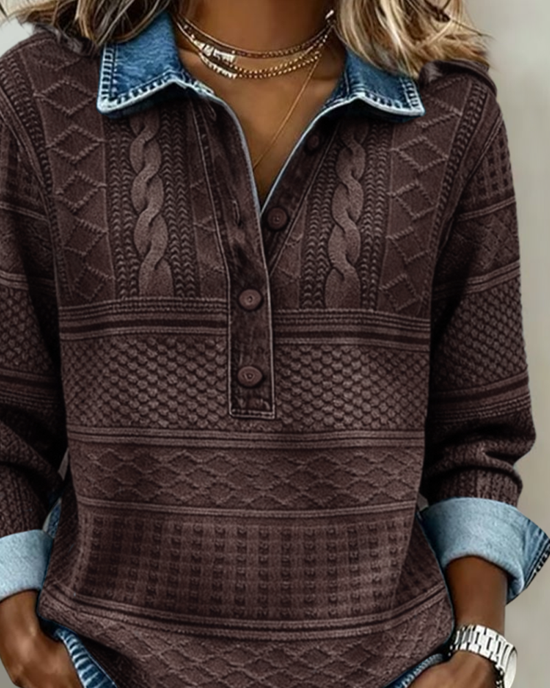 Minerva - Women's Relaxed Sweater in Button-Up Cable Knit - photo 9