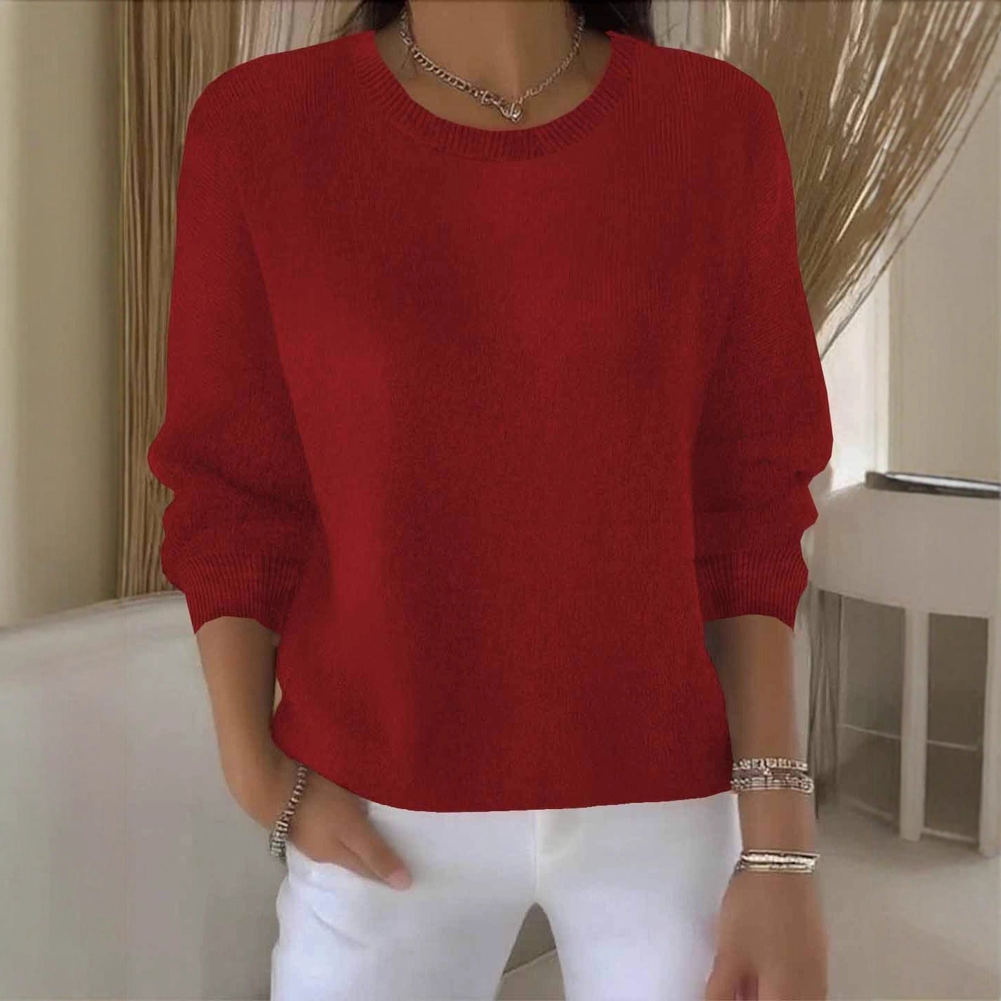 Minnie - Women's Relaxed Sweater in Classic Crew Neck Soft Knit - photo 1